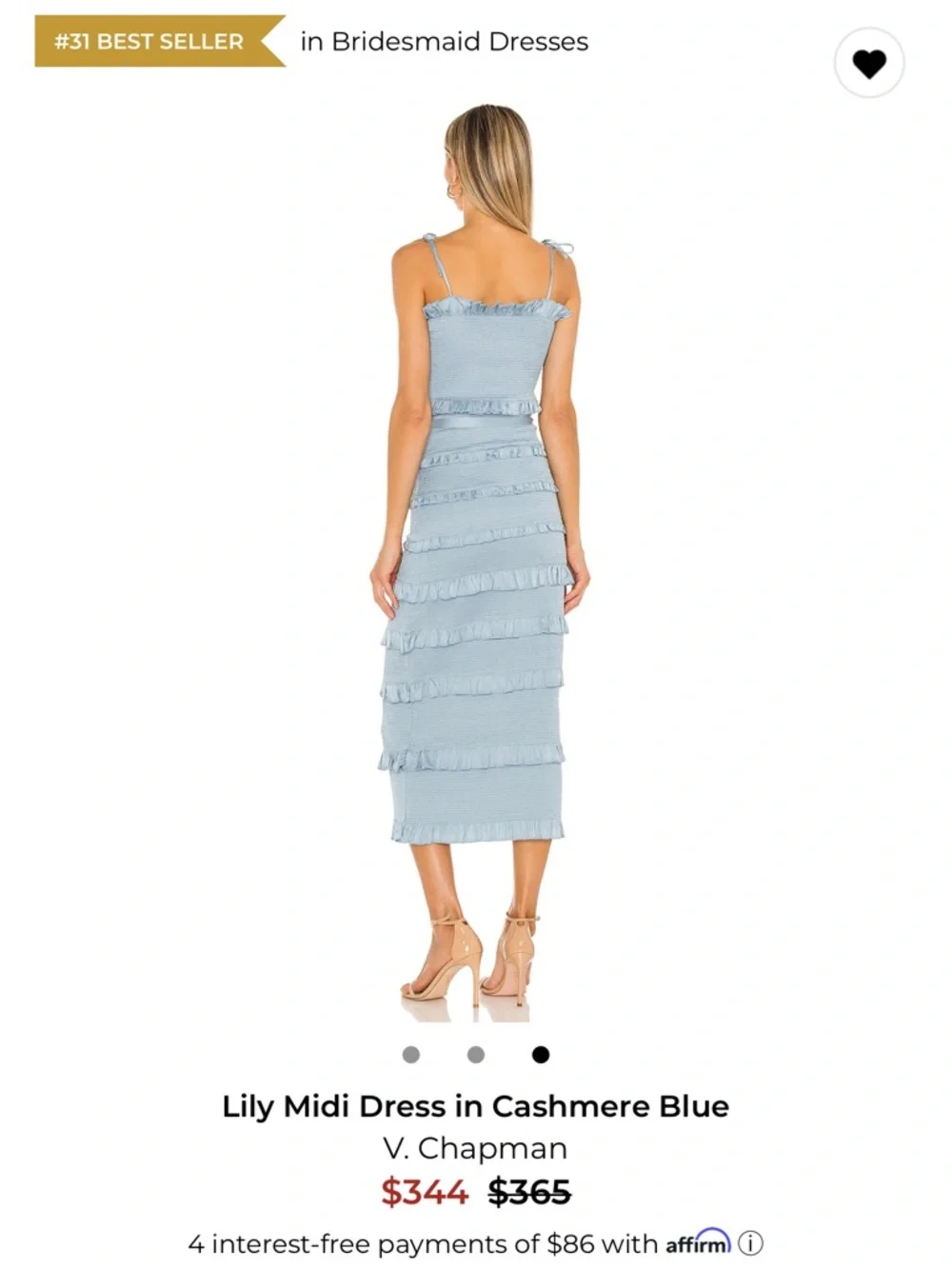 V. Chapman Lily Tiered Ruffle Midi Dress in Cashmere Blue - Picture 2 of 3